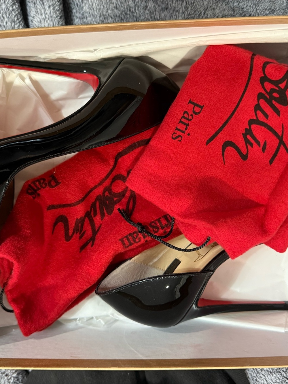 Christian Louboutin Black Patent Pointed-Toe Iriza Pumps with Red Sole - Picture 7 of 8